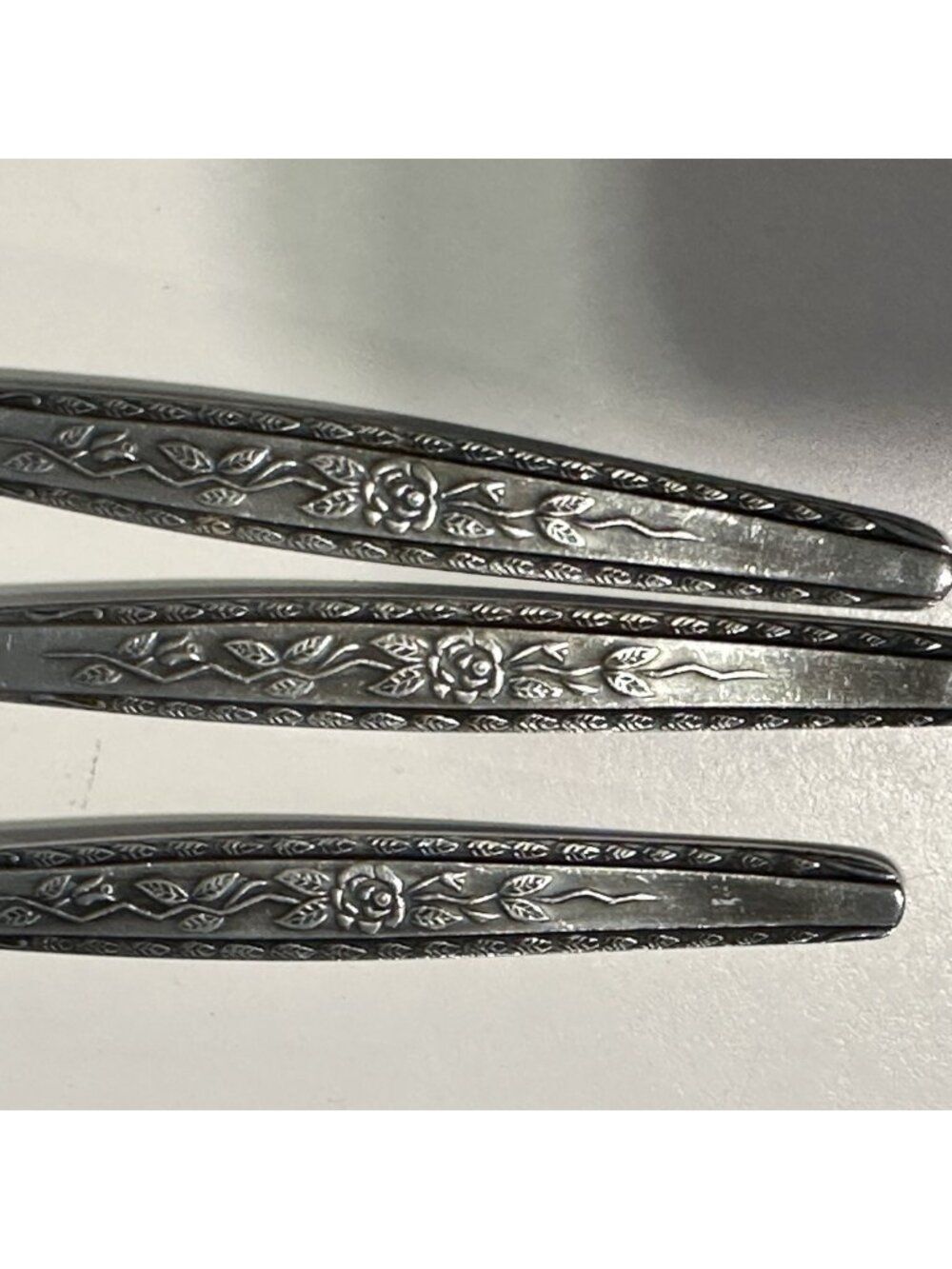 38 pc Vintage MCM Interpur INR7 Stainless Flatware Spoons Forks Knives Floral - Picture 2 of 7